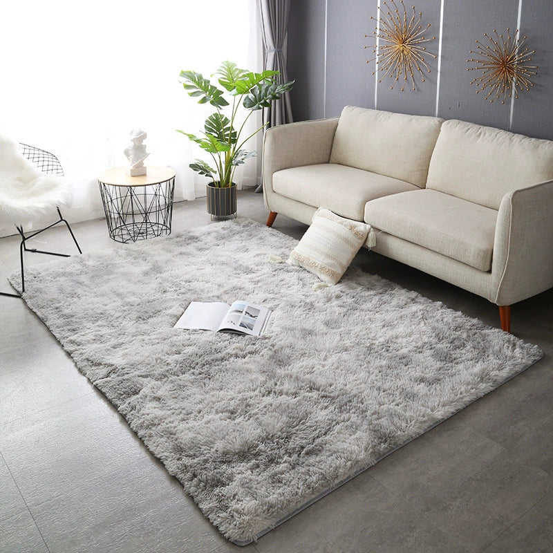 Nordic Tie-Dye Shag Rug - Soft Long Pile Area Carpet for Living Room & Bedroom - Non-Slip Floor Mat