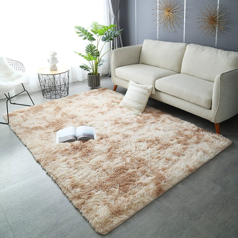 Nordic Tie-Dye Shag Rug - Soft Long Pile Area Carpet for Living Room & Bedroom - Non-Slip Floor Mat