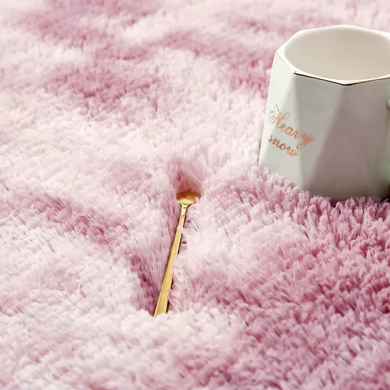 Nordic Tie-Dye Shag Rug - Soft Long Pile Area Carpet for Living Room & Bedroom - Non-Slip Floor Mat