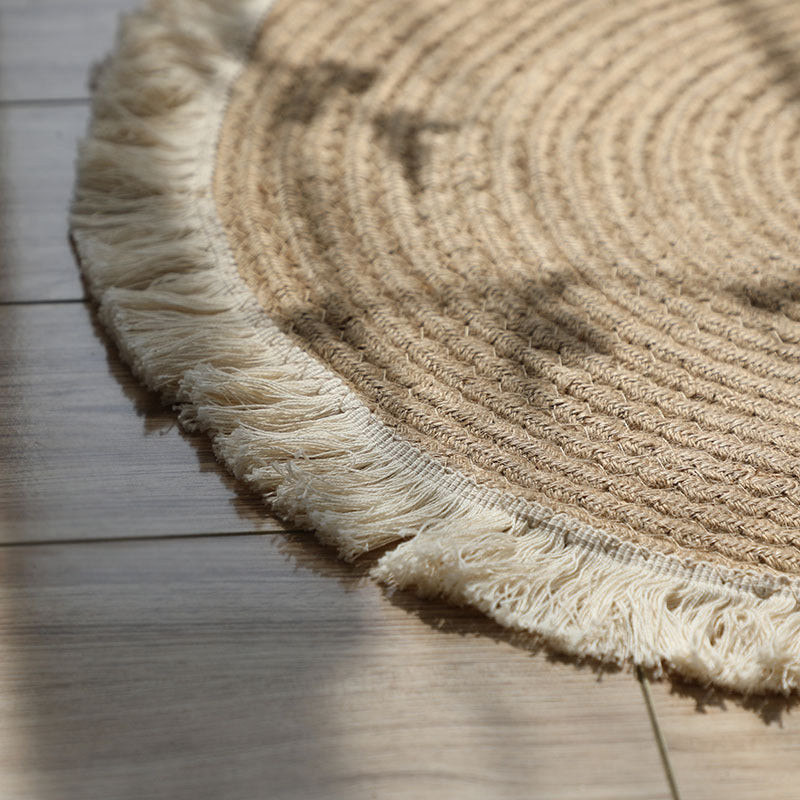 Bohemian Cotton Rope Tassel Floor Mat - Round Woven Rug for Living Room, Bedroom, Balcony & Coffee Table