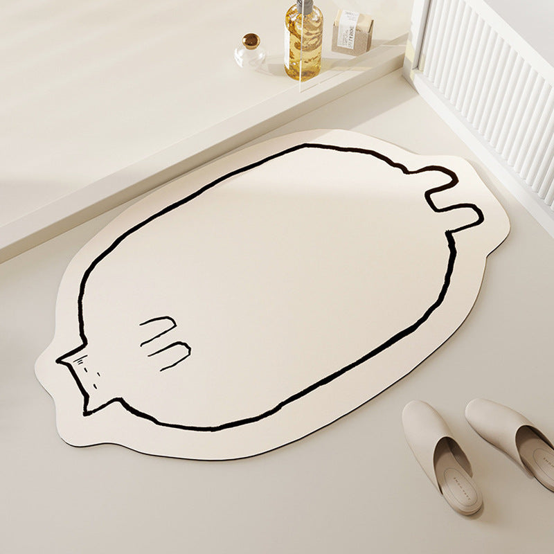 Cute Cat Pattern Diatomite Bath Mat - Super Absorbent Non-Slip Floor Mat for Bathroom, Kitchen & Entryway