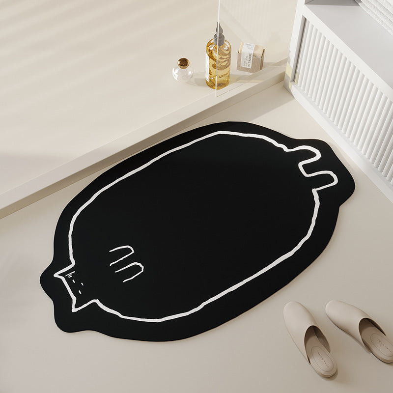 Cute Cat Pattern Diatomite Bath Mat - Super Absorbent Non-Slip Floor Mat for Bathroom, Kitchen & Entryway