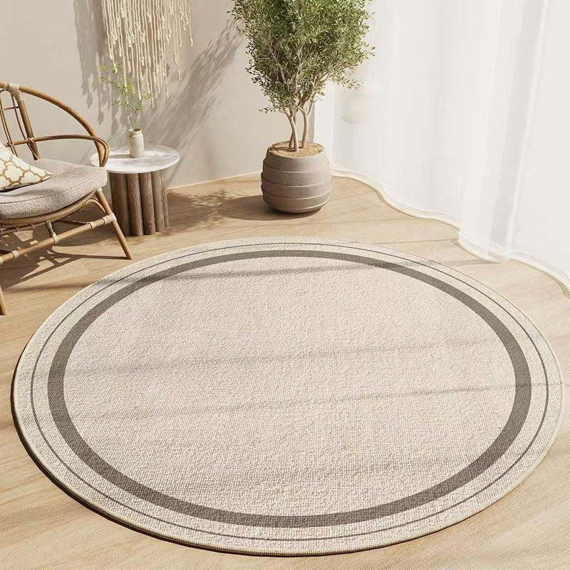 Round Crystal Velvet Area Rug - Modern Geometric Pattern Floor Mat for Living Room, Bedroom, Study & Office