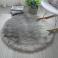 Long Plush Round Carpet - Washable Faux Wool Floor Mat for Bedroom, Living Room & Computer Chair