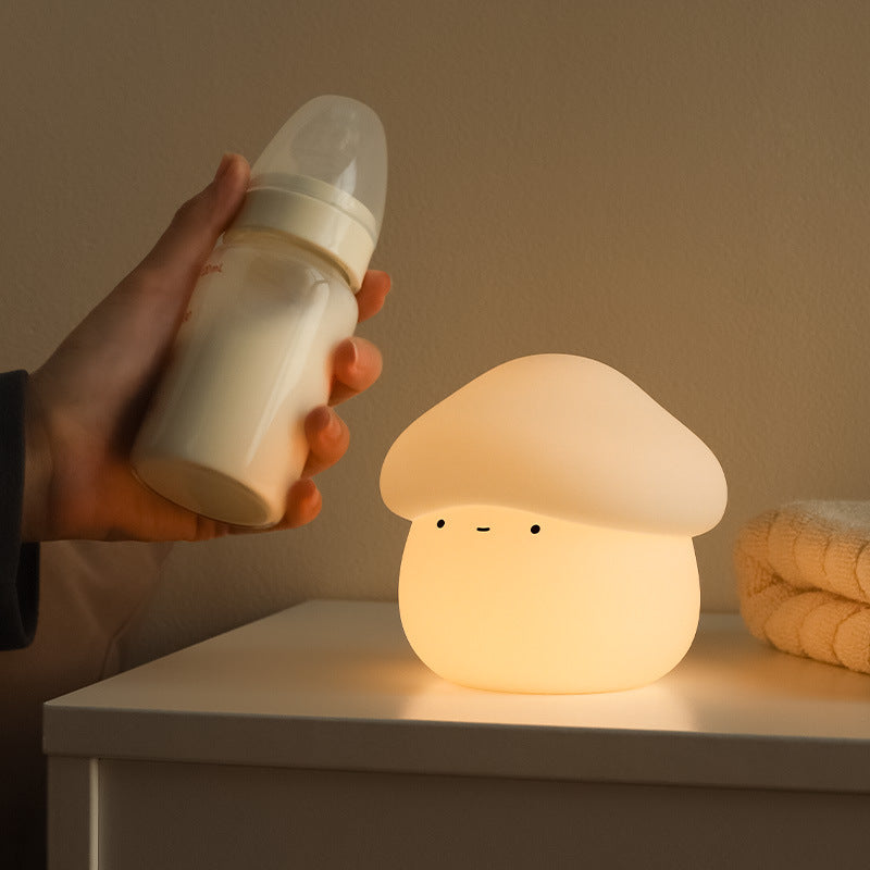 Mushroom Night Light - Cute Silicone Tap Control Bedside Lamp, USB Rechargeable Sleep Light for Kids Nursery Bedroom, Soft Warm Glow
