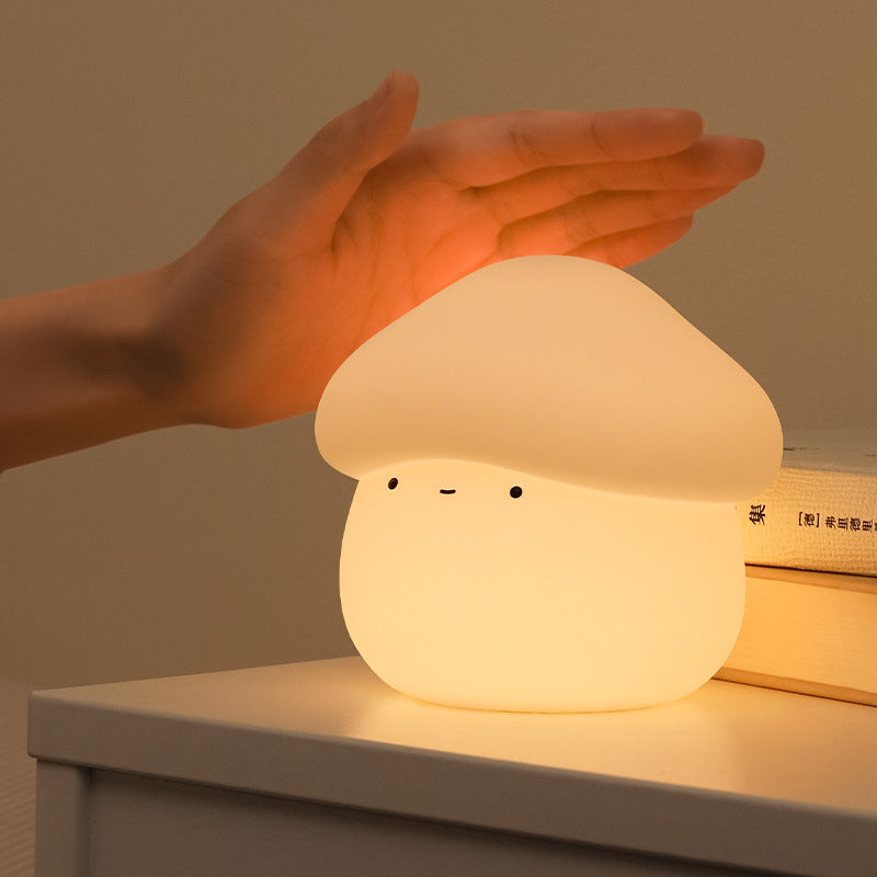 Mushroom Night Light - Cute Silicone Tap Control Bedside Lamp, USB Rechargeable Sleep Light for Kids Nursery Bedroom, Soft Warm Glow