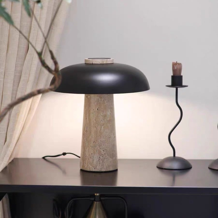 Danish Mushroom Cave Stone Night Light - Portable Rechargeable Touch Control Bedside Table Lamp, Wabi-Sabi Style Ambient Lighting for Bedroom Decor